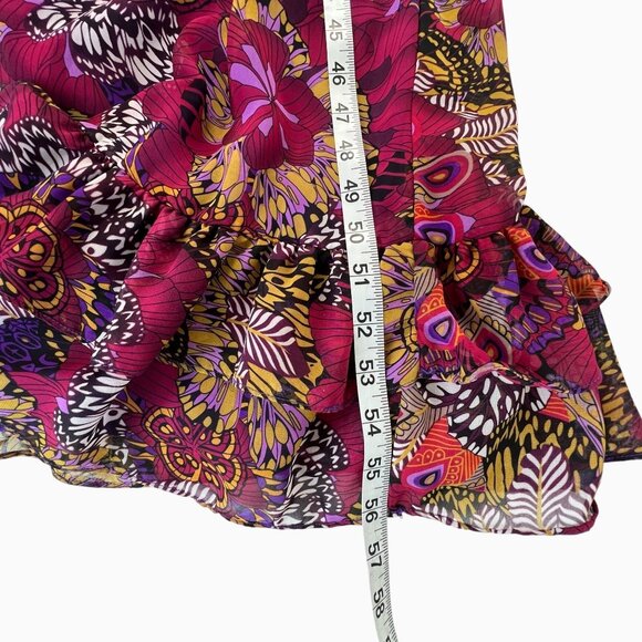 Pure Sugar XS Multicolor Boho Flowy Chiffon Floral Maxi Dress Ruffles Tie Waist - Picture 7 of 11